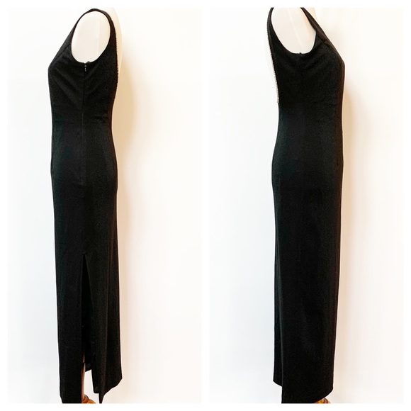 Dave & Johnny Black Rhinestones Shimmer Backless Evening Gown Size 4 - Picture 3 of 8